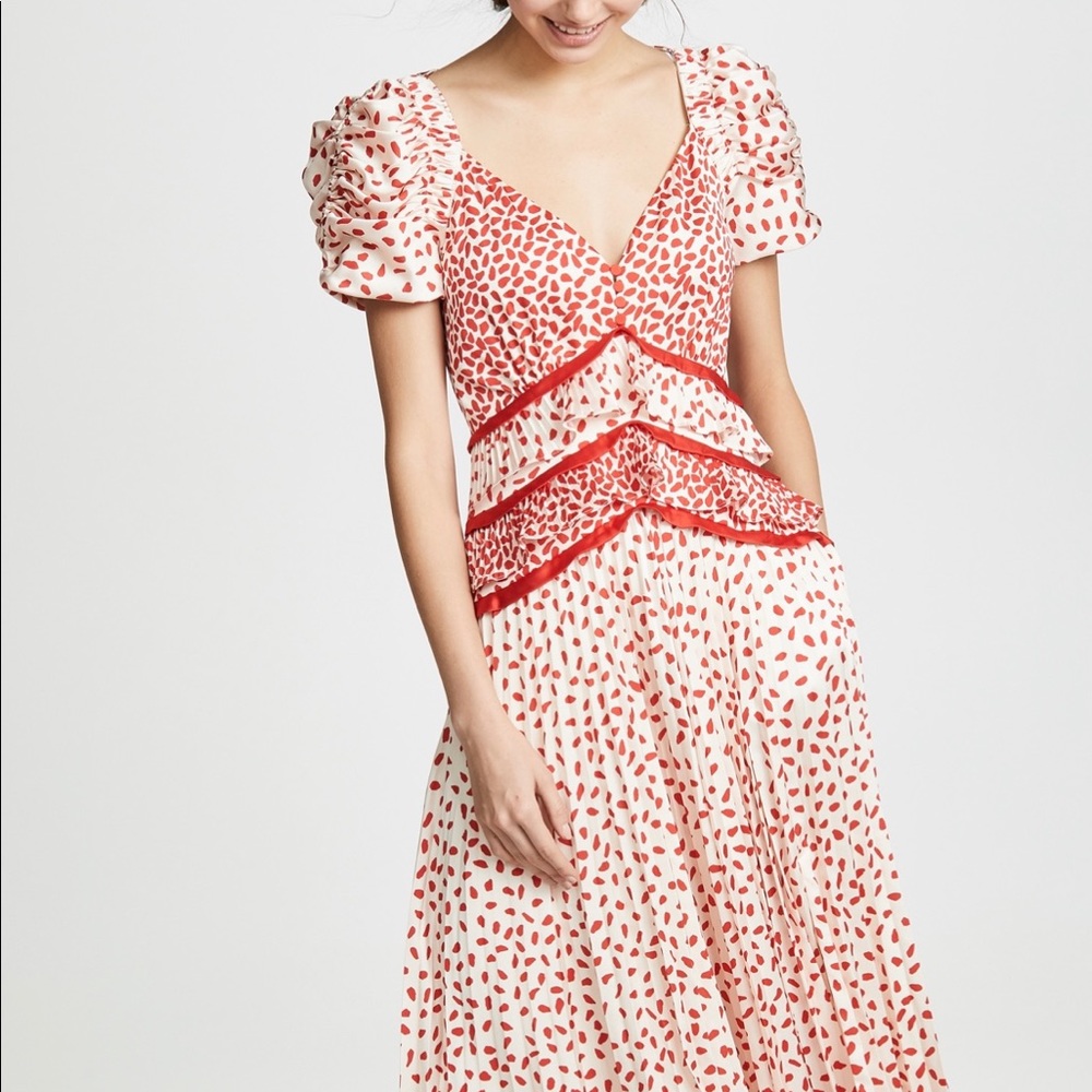 Self portrait dot satin printed dress